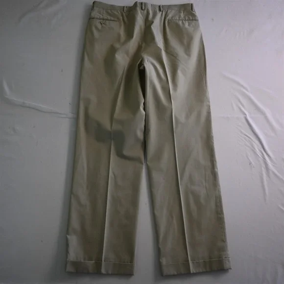 Vtg Mens‎ 42L 36x32 Beige Khaki Cotton Blend Mens Jacket Pants Suit